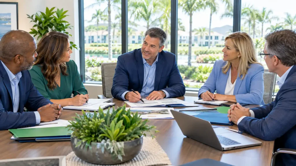 HOA board meeting directly with community management leadership